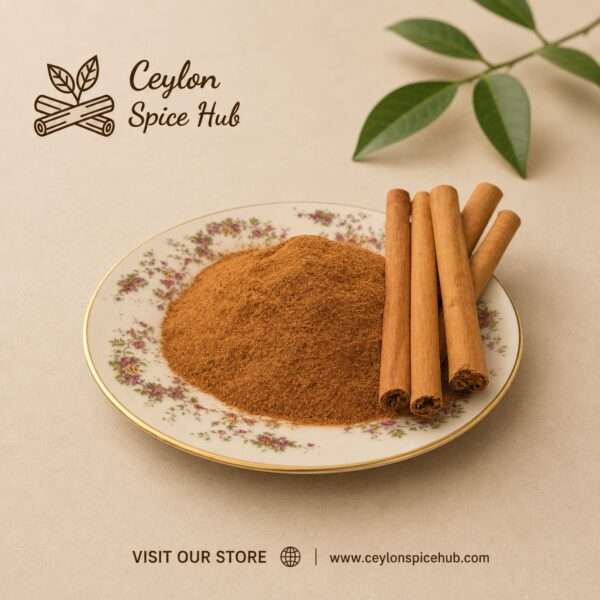Low Coumarin Ceylon Cinnamon Powder Close-Up Low coumarin true Ceylon cinnamon powder close-up freshly ground no Cassia blend